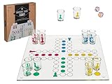 mucHome Glasbrettspiel Trinkspiele Partyspiele Brettspiele Glastrinkspiel (Ludo)