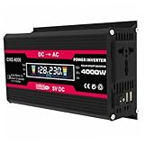 MILISTEN Auto Wechselrichter mit LCD Display Aluminiumgehäuse Intelligenter Kühlventilator USB Ladeadapter Spannungswandler für Kfz Netzgerät und Stromversorgung