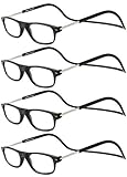 TBOC Pack: Lesebrille Lesehilfe für Herren Damen - [Pack 4 Einheiten] Dioptrien +2.50 Schwarz Fassung Stärke PC Handy Faltbar Frau Mann Magnetverschluss Clip Alterssichtigkeit Presbyopie