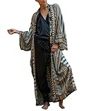 Bsubseach Damen Geometric Print Strandponcho für Bademode Langarm Strand Kimono Cardigan