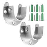 Halterung für Schrankstange | Ende aus Edelstahl 32 mm schwer – 2 Stück Gardinenstangenhalter, für Waschküche, Badezimmer, Wohnung, Schlafzimmer, Wohnheim, Haus, Fenster