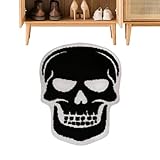 Halloween Badematte - Totenkopf Teppich | Schwarze Gothik Dekoration | rutschfeste Waschbare Polyester Matte, 40x60cm Größe, Gruselige Eingangsbereich für Küche, Badezimmer