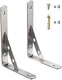 Schwerlastkonsole 400 * 240mm, 2 Stück Schwerlastträger aus 4mm Dick Edelstahl Regalträger Winkelträger Metall Regalwinkel Regalhalter mit Schrauben und Dübel, Silber