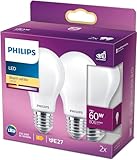 Philips LED classic Lampe 60 W, E27, warmweiß (2700K), 806 Lumen [Energieklasse A++], matt