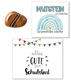T TAKONE Mutstein Für Kinder Einschulung – Tigerauge Glücksstein Mit Grußkarte & Glückwunschkarte – Einschulung Geschenk Für Jungen 2025 Schultüte(Junge)