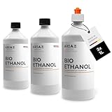 Area52 – Bioethanol 3x1L Set Ethanol – Reiner Ethylalkohol mit 96,6% Reinheitsgrad – Für Ethanolkamine, Tischkamine & Bioethanol-Feuerstellen – Geruchslos & rußfrei – Für Indoor & Outdoor (3 x 1L)