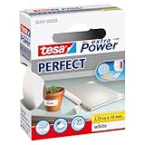 tesa extra Power Perfect Gewebeband - Gewebeverstärktes Ductape zum Basteln, Reparieren, Befestigen, Verstärken und Beschriften - Weiß - 2,75 m x 19 mm