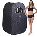 Saunazelt,DampfSauna für Zuhause Zelt,Ganzkörperfaltbarer EIN Personen Spa Raum für Detox Therapie ohne DampfSauna Schweißzelt, Dampfgenerator Nicht im Lieferumfang enthalten Schwarz