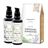 AllgäuQuelle – mini BIO Körperöl Set STREICHEL EINHEITEN | kleines Geschenkset Naturkosmetik | 2 x 50 ml Bio Körperöle für trockene Haut | mit naturreinen ätherischen Ölen | vegan