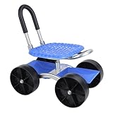 Rollsitz für Gartenarbeit Gartenwagenrollsitz aus Stahl belastbar Gartensitz Gartenwagen，Gartenhelfer mit Ablage Korb，Gartenhocker für Gartenarbeit，Gartenhocker mit Rollen (Blue)