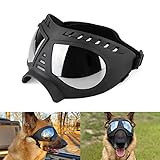 NAMSAN Hundebrille Anti-UV Wasserdicht Winddicht Einstellbar Hunde Sonnenbrille Mode Hunde Schutzbrille für Mittlere/Große Hunde-Schwarz