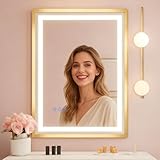 LED Badspiegel, 20 x 28 Zoll Badezimmerspiegel, Schminkspiegel mit Lichtern, Wechselspiegel für Wandmontage, Hollywood beleuchteter Spiegel mit stufenloser Einstellung, Wandspiegel