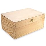 Holzbox mit Deckel Holzkiste Aufbewahrungsbox Deko 30 x 20 x 13,5 cm Holz-Kiste Naturholz Box Erinnerungsbox | Bastel- & Geschenkkiste