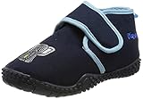 Playshoes Unisex Kinder Hausschuhe mit praktischem Klettverschluss, niedliche Hüttenschuhe für Mädchen und Jungen mit Elefant-Motiv, Marine, 22/23 EU