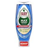 Fairy Spülmittel Max Power Antibakteriell, effektive Formel für sauberes Geschirr und Fettlösekraft bei fettigsten Töpfen und Pfannen, Flasche mit Auslaufschutz, 660ml