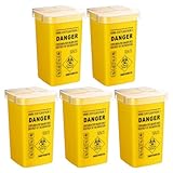 IMIKEYA 5 Stück Kanülenabwurfbehälter: 1000ml Spritzenabwurfbehälter mit Deckel für Kanülenbox Entsorgungsbox Kanülensammelbox, Kanülensammler für Medizinische Und Tattoo