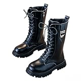 Stiefel Kinder Mädchen Gefütterte Gummistiefel Boots Klassische Winterstiefel Schnürstiefel mit Seitlichen Reißverschlüssen Warmem Plüsch Hohe Stiefel Boots Herbststiefel 0