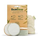Waschbare Abschminkpads | 16 Wiederverwendbare Wattepads aus Bambus & Baumwolle mit Wäschebeutel | Pads Waschbar | Wattepads wiederverwendbar | Abschminkspads Waschbar | Zero Waste | Bambaw