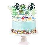 ALEGRE Cake Topper 1. Geburtstag Junge,19 Stück Dinosaurier Tortendeko 1. Geburtstag,Happy Birthday Kuchendeko,Dino Geburtstag Deko 1 Jahr Kinder,Dino Cupcake Topper für Geburtstag