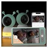 BOIFUN 2K Babyphone mit 2 Kameras mit mobiler App, 12,7 cm (5 Zoll), geteiltes Display, 360-Grad-Drehung, buntes Nachtlicht, Bewegungsüberwachung und automatische Verfolgung, personalisierter