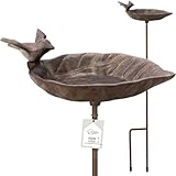 wildlife home Vogeltränke stehend auf Stab mit Erdspieß I Kleine Vogeltränke, Vogelfutterspender Garten, Balkon I Vogelbad frostsicher aus Gusseisen, Vogelfutterstation für Vögel, Wildvögel