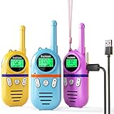 Inspireyes Walkie Talkie Kinder Aufladbar, 48 Stunden Arbeitszeit, 8 Kanäle 2-Wege-Radio, Geschenke für Jungen Mädchen, Outdoor Wandern Camping, 3-12 Jahre altes Spielzeug 3er Set