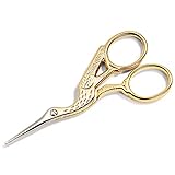 Prym 611445 Stickschere Storch 9 cm – Goldfarbene Handarbeitsschere mit feiner Spitze – präzise Faden- & Stoffschere – vergoldet, im edlen Design – ideal für Näh- & Bastelprojekte