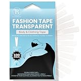 BLOOMORA Fashion Tape doppelseitig transparent – 100 Streifen (7,6 x 1,3 cm) – Body Tape für Kleidung & Haut – wasserfestes Klebeband Kleidung – Fashion Tape für Damen & Herren