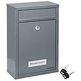 MONZANA® Briefkasten Silber inkl. 2 Schlüssel Namensschild abschließbar Mailbox Briefkastenanlage Postkasten Stahl