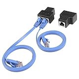 (1 Paar) RJ45 Splitter Adapter, SinLoon Ethernet Kabel Splitter RJ45 Netzwerk Verlängerungsstecker Ethernet Kabel Sharing Kit mit 2 Stück Cat6 Kabel für Router TV Box Kamera PC L