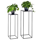 VINCIGANT Blumenständer Pflanzenstand Satztisch Pflanztisch mit Metallgestell Deko Tisch Kratzfest, Blumenhocker Metall 2er Set Schwarz