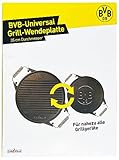 Grillfürst Universal Gusseisenplatte Grill BVB Borussia Dortmund Edition Ø 35 cm - Massive Gusseisen Grillplatte mit großen Griffen, Gussplatte beidseitig verwendbar, für Gasgrill u. v. m.