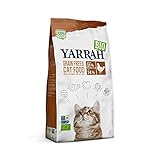 YARRAH Bio Katzenfutter trocken | getreidefrei | Hochwertiges Premium Trockenfutter für Katzen | Hoher Nährstoffanteil | Futter für Katzen jeden Alters mit Bio-Huhn und MSC Fisch, 6kg