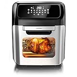 Arendo - 4 in 1 Heißluftfritteuse 12 Liter - Grill - Dörrautomat - Backofen - Air Fryer - LED-Touchscreen - Easy&Clean - Fritteuse Drehgrill ohne Öl - Umluft - Pizza Hähnchen Pommes - BPA frei