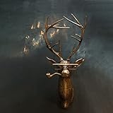 ZQLALA Künstlicher Hirschkopf, Kunstharz, Tierdekoration, Wandhalterung, hängende Dr-Kunst, Boho-Skulptur, Hirsch, Tierkopf, Wandbehang, Dekoration, Gold, 40 x 26 cm