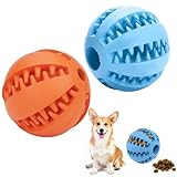 2 Stück Blau und Orange Futterball für Hunde,Naturkautschuk Hundeball,Leckerli Ball für Hunde,Snackball Hund,Hundespielzeug Intelligenz Ball Hundebälle für Kleine und Mittelgroße Hunde