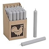 25 Stabkerzen 180mm x 22mm | Durchgefärbte Spitzkerzen | 8+ Stunden Brenndauer | Made in Germany - Ohne Tropfen & Rußen | RAL-Zertifizierte Tafelkerzen unparfümiert (Grau)