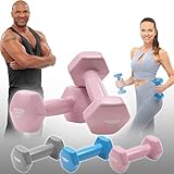 Miweba Sports Vinyl Hantelset NKH110 | 𝐏𝐫𝐨𝐟𝐢 Hantel - Hexagon Hanteln Set - Kurzhanteln - Kurzhantel Set - Gymnastikhanteln - Hantel Set - Dumbbell - 1,0-3,0 Kg (2X 2.0 kg, Rosa)