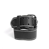 kwbLeder-Gürtel aus robustem Rinds-Leder, Doppelsteg-schnalle, in Schwarz, 105 cm, mit weißer Naht, für Werkzeug-Taschen, Jeans u. v. m.
