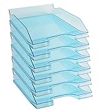 Exacompta 113236D 6er Pack Premium Briefablage Combo Midi DIN A4. Ideale Briefkörbe für Ihre Organisation. Robuste und stapelbare Ablagekörbe türkis transparent glossy