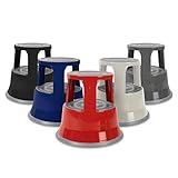 Floordirekt Rollhocker, Tritthocker, Elefantenfuß - Hocker aus Stahl bis 150kg Tragkraft für Büro oder Gewerbe - TÜV + GS geprüft (Lichtgrau, Metall)