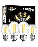 BRIMAX Dimmbare E27 LED Glühbirnen, G45 Kleine Leuchtmittel, Energiesparend 6 Watt 600 Lumen, Warmweiss 2700K, AC220-240V Glas Edison Lampen für Dekoration und Beleuchtung, 4 Stück