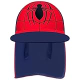 Jungen Mädchen Sonnenhut UPF50+ Legionärshut, schnell trocknender Sonnenhut für Jungen mit Nackenschutz, Roter Cartoon, 6-8 Jahre