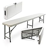 Wiltec Klappbank 180x29x43 cm Camping Sitzbank klappbar Campingbank Gartenbank Bierbank faltbar Sitzgruppe Sitzgarnitur Camping Tisch faltbar