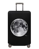 ZIXINGA Kofferhülle Elastisch 18-32Zoll Kofferschutzhülle Gepäck Cover Reisekoffer Hülle Kofferschutz Luggage Cover Gepäckabdeckung Kofferschutzhülle mit Reißveschluss (Exploring The Moon, XL)