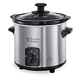 Russell Hobbs Slow Cooker Mini [schwerer 2l Keramik-Gartopf für opt. Temperaturverteilung] Compact Schongarer (3 Temperatureinstellungen & Warmhaltefunktion, 145W) Slowcooker 25570-56