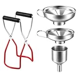Toyvian Einmachtrichter aus Edelstahl mit 4 Stück Praktische Trichter zum Abfüllen von Flüssigkeiten und Trockenen Zutaten Inkl Rutschfester Dosenheber für Küche und Esszimmer