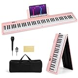 88 Tasten Digital Piano Keyboard Semi-Weighted E-Piano mit Mikrofon Drahtlose Verbindung Tragbar für Anfänger und Erwachsene Inklusive Tragetasche