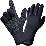 PAWHITS Neoprenhandschuhe 3mm Thermohandschuhe Winterhandschuhe wasserdichte Anti-Rutsch-Handschuhe für Männer und Frauen Herren Schwarz (M)