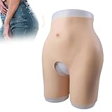 Adima Silikon-Unterhose Mit Offenem Schritt, Fake-Hüften Und Po-Verstärker, Gepolsterte Unterwäsche Zur Transformation,Wheat(1.2cm)